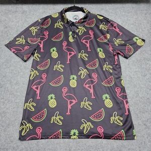 Proud 90 Golf Short Sleeve Polo Shirt- Men's Size XL Neon Fruit/Pink‎ Flamingo🦩